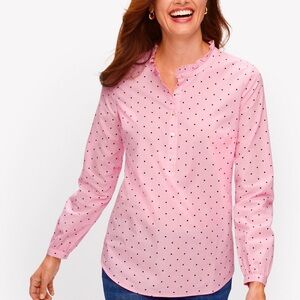 Talbots Pink and Black Polka Dot Blouse